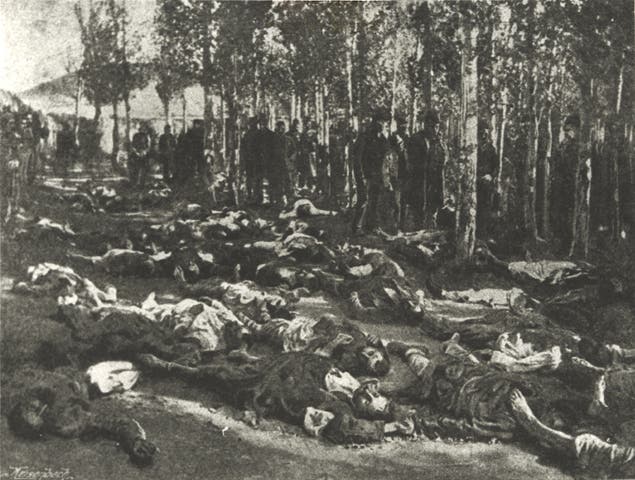 صورة لعدد من الأرمن القتلى خلال المذابح الحميدية ما بين عامي 1894 و1896