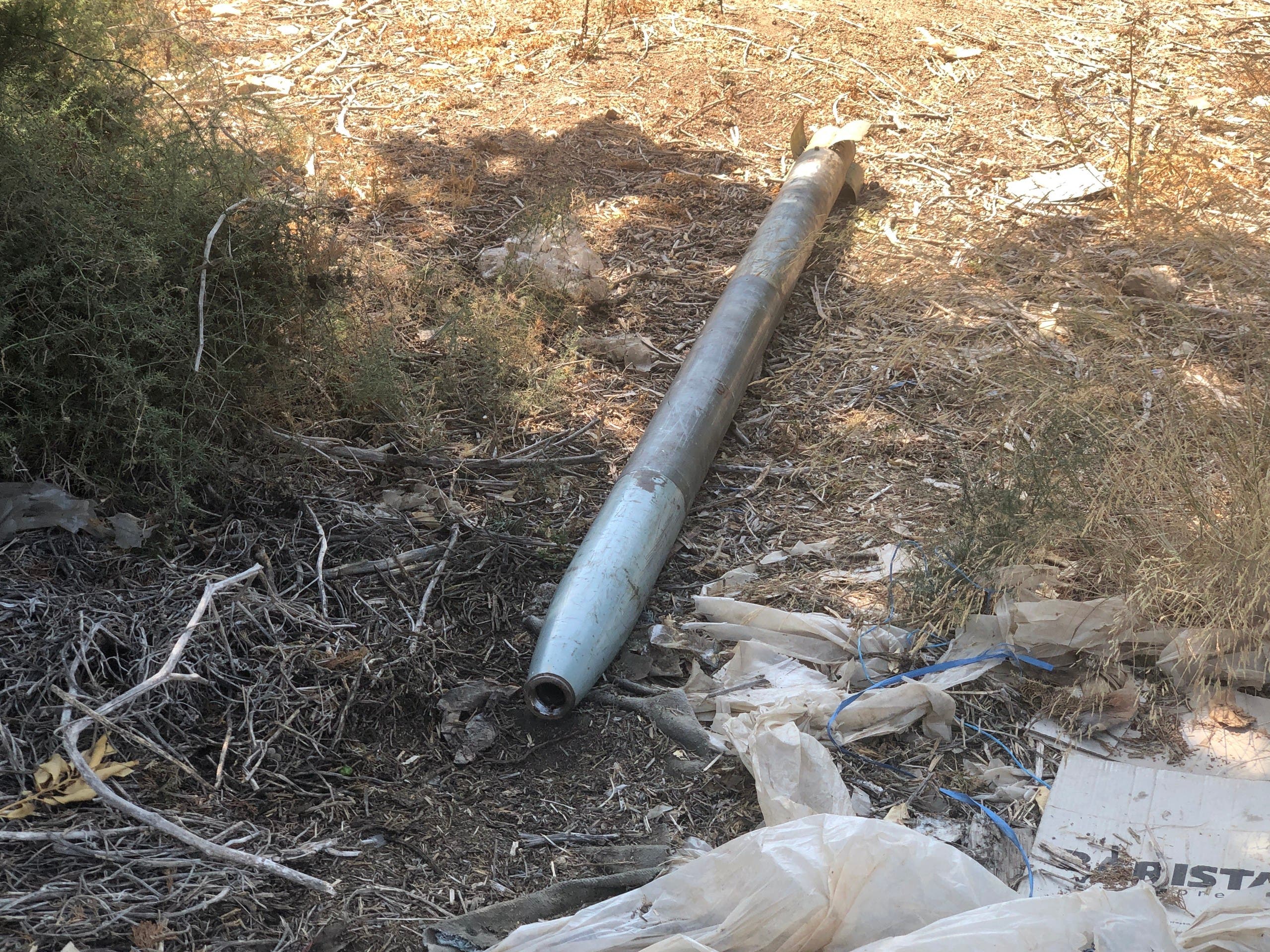 أحد الصواريخ التي تم العثور عليها في جنوب لبنان إثر إطلاق صواريخ على إسرائيل 